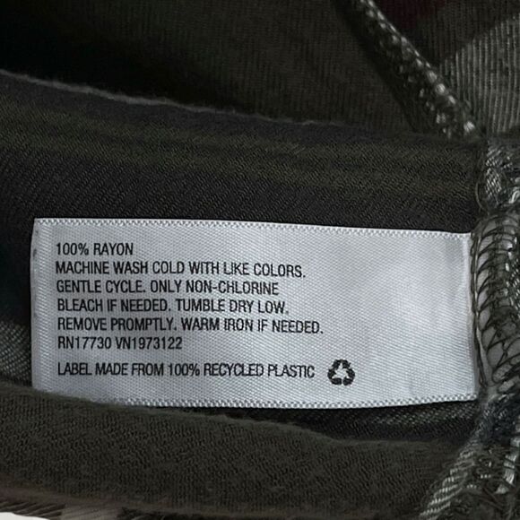 Universal Thread Olive Plaid Flannel High Low Tunic Top Sz M - Picture 9 of 11